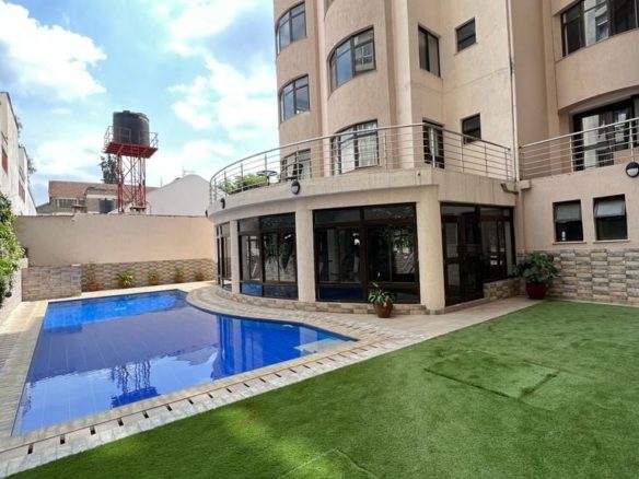 2 bedroom all en-suite in leafy suburb of Westlands. Has Swimming pool. Fully equipped gym. Backup generator. Fitted kitchen. Price 80,000 Musilli Homes