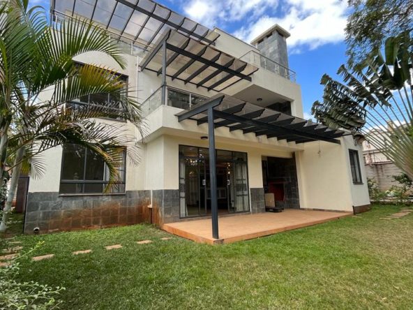 Modern 5 bedroom townhouse plus dsq in Lavington. 3 balconies. All bedrooms ensuite. Full back up generator. Swimming pool. Rent: 360,000 Musilli Homes