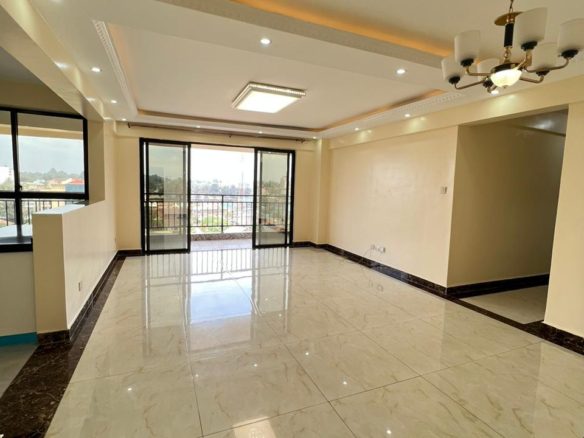 Spacious modern 3 bedroom plus study room apartment to let in Kilimani, Nairobi. Has Backup generator. Rent per month 80K Musilli Homes