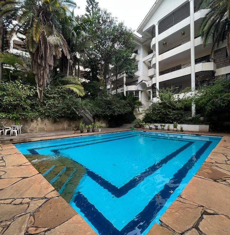 2 bedroom apartment for rent in Riverside Drive, Nairobi. 3rd floor. All bedrooms ensuite. Swimming pool. Rent per month - 90,000 Musilli Homes