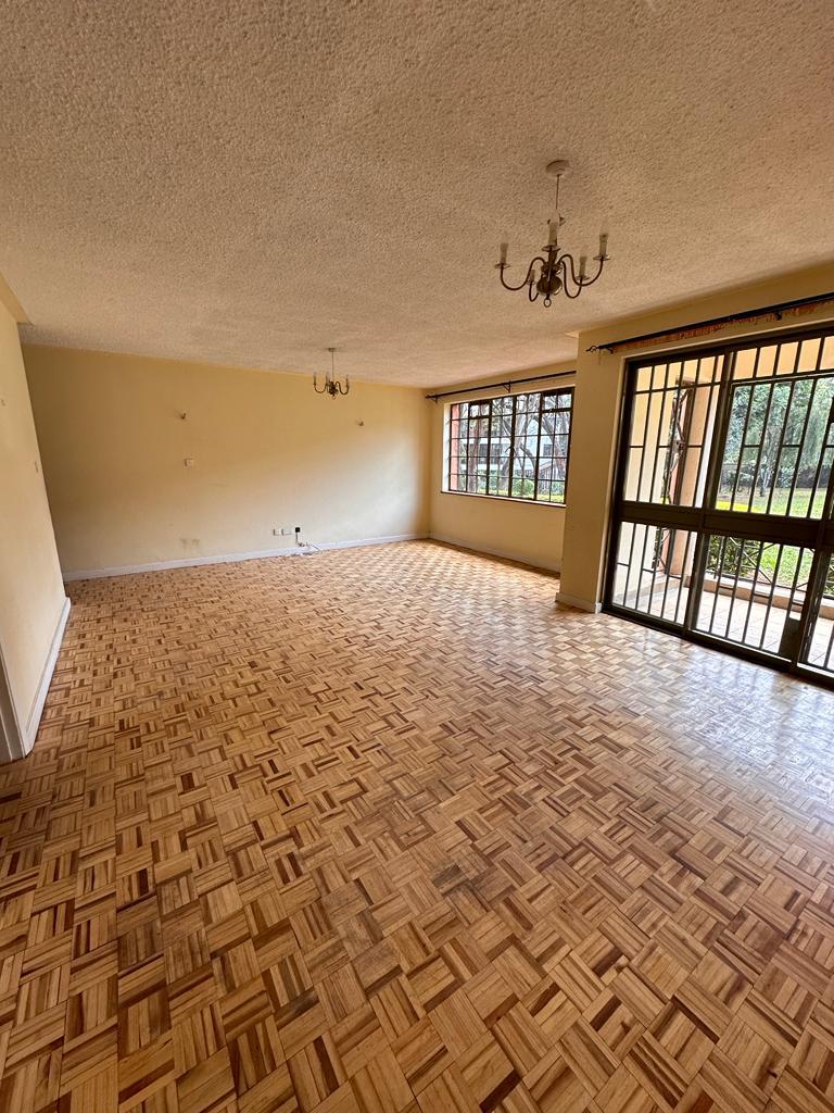 3 bedroom apartment Available to let in Kilimani, Nairobi. Balcony facing the garden. Common swimming pool. Rent: 110k. Sale:26 Million. Musilli Homes