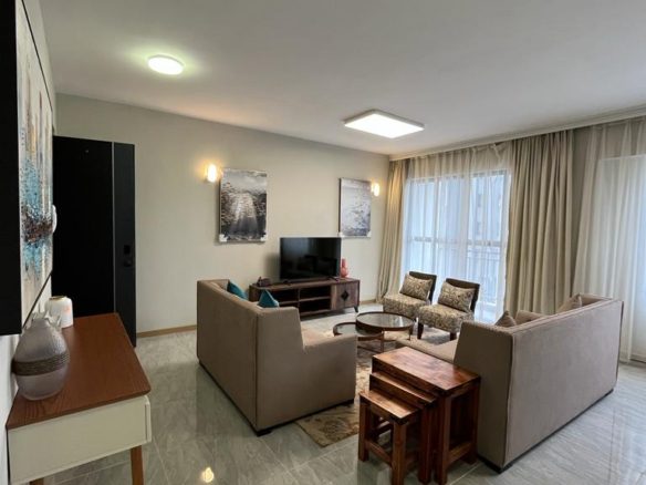 Modern 2 Bedroom Apartments For Sale in Lower Kabete with a spacious living room, closed kitchen plan, rooftop gym and lifts. Asking Price: 10M. Musilli Homes.