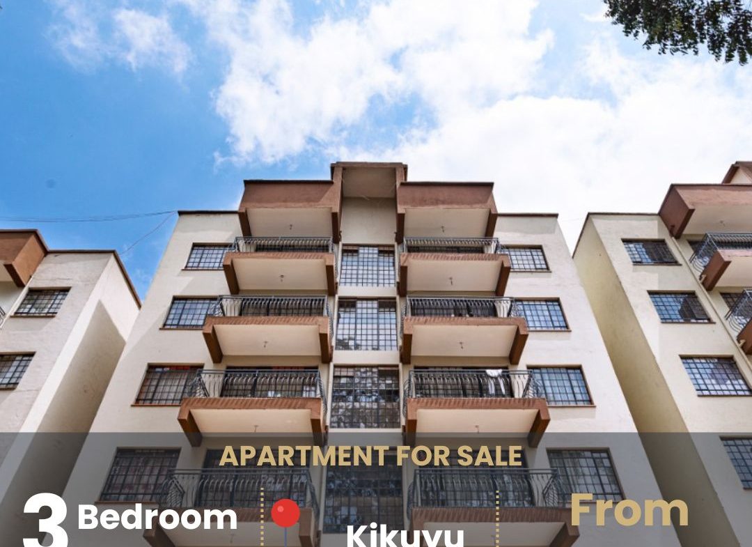 Spacious 3 bedroom Apartment For Sale in Kikuyu with master ensuite, Ample parking space, electric fence, and Borehole water. Sale Price: 9M. Musilli Homes.
