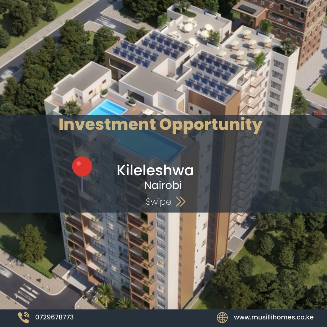 Modern 3 Bedroom Apartment For Sale in Kileleshwa. With Swimming Pool, Gym, Back-up Generator. Asking Price: 13 M. 30% Deposit. Musilli Homes.