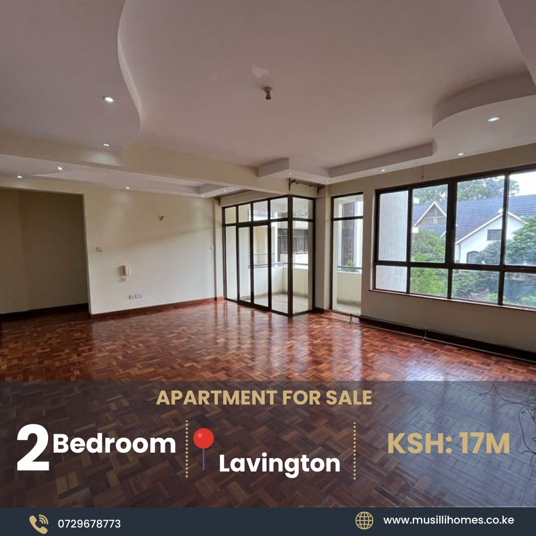 Spacious 2 Bedroom Apartment To let with high speed lifts, back-up generator, master bedroom en-suite. Asking Price: 17M. Musilii Homes.