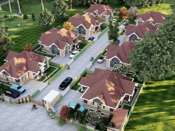 Modern 3 Bedroom Bungalow For Sale in Nakuru. Has an SQ, a children's play area, a garden, and a gated community. Asking price. 10.5M. Musilli Homes.