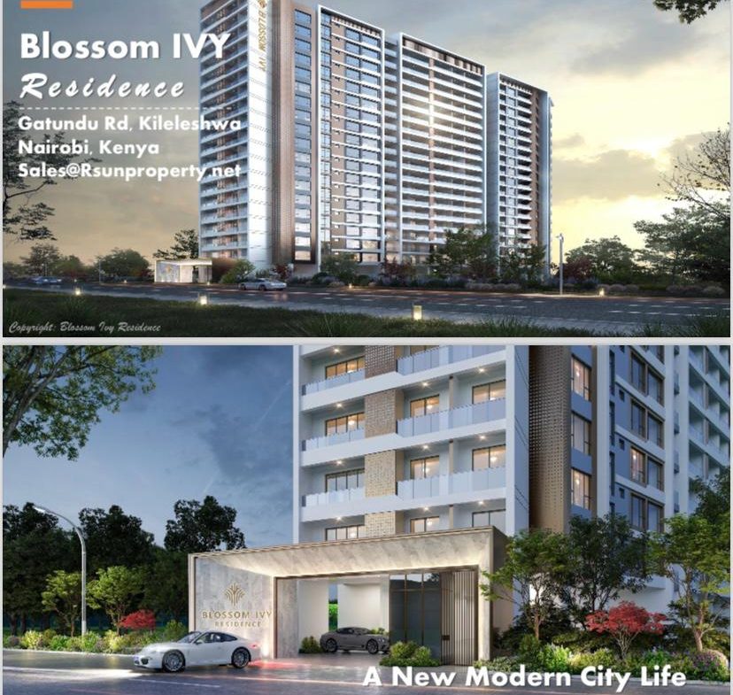 Blossom Ivy Residence 1,2, 3 and 4 Bedroom Apartments For Sale in Kileleshwa. Has a gym, lift, swimming pool, and a garden. Asking price From Ksh 7.5M. Musilli Homes.
